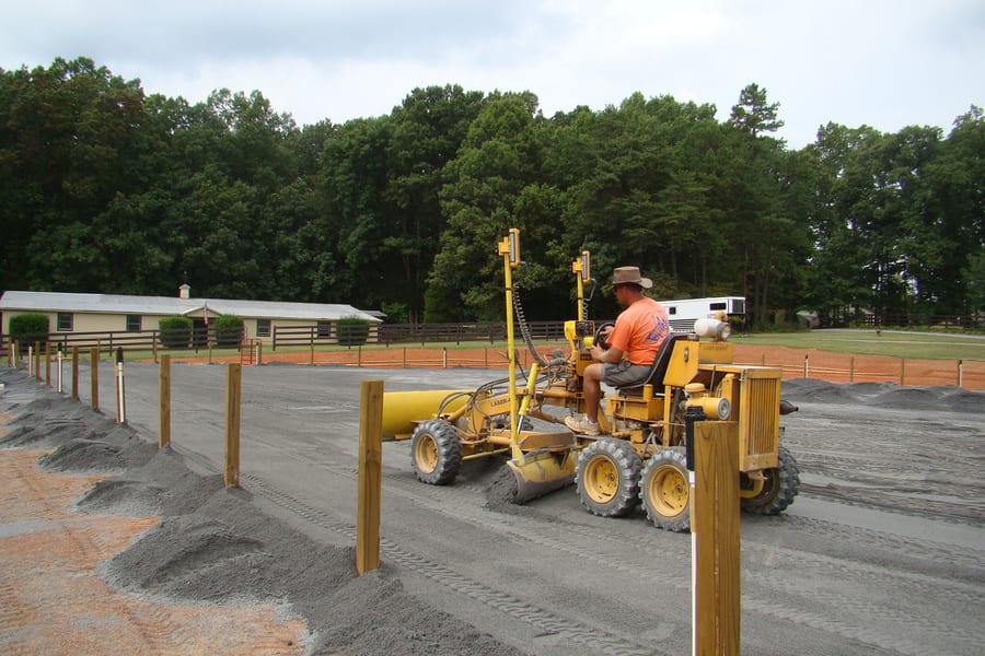 Laser grading equipment in action
